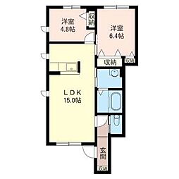 エルシエロアズールD 2LDKの間取図画像
