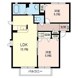 カーフブリッジ 2LDKの間取図画像