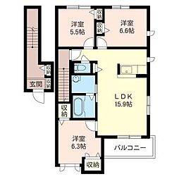 エルシエロアズールB 3LDKの間取図画像