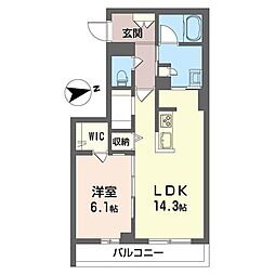 エクラシエ 1LDKの間取図画像