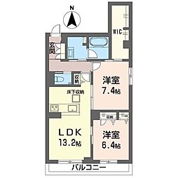 トラストメゾン白木蓮II 00103 1階2LDKの間取り