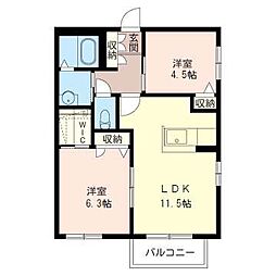 ロックウエルコート1 2LDKの間取図画像