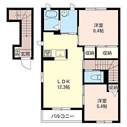 コンフォートB 2LDKの間取図画像