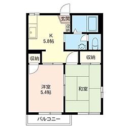 ハイネス王子台 2Kの間取図画像