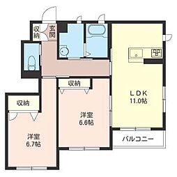 マーブルテラス 2LDKの間取図画像