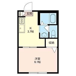 ベルビュー咲が丘 1Kの間取図画像