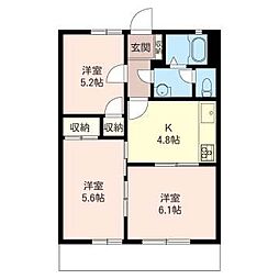 ロジュマンA棟 3Kの間取図画像