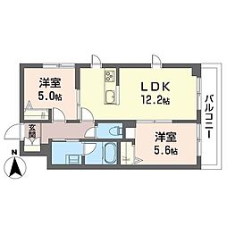 リラフォート　アイナ 3階2LDKの間取り