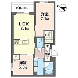 ヴィラージュ穂々 2LDKの間取図画像