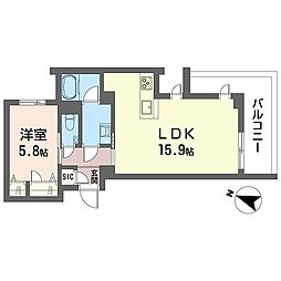 ヴィラージュ穂々 1LDKの間取図画像