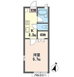 アーカスKV 1Kの間取図画像