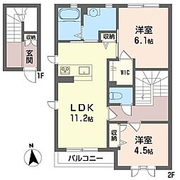 ラソレイユB 2LDKの間取図画像