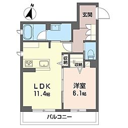 リシャール 1LDKの間取図画像