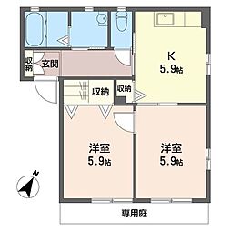 ボンヌシャンスA 2Kの間取図画像