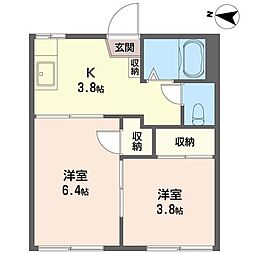 斉藤ハイツ 2Kの間取図画像