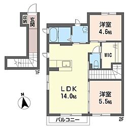 プロスペールB 2LDKの間取図画像