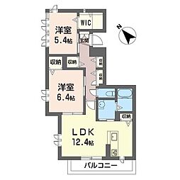 カッシーニ2 2LDKの間取図画像