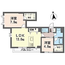 セリシール城東 2LDKの間取図画像