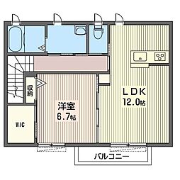 Ｌｉａｎｇｅ　Ａ 2階1LDKの間取り