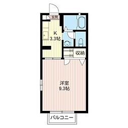 ドムス・ミネB 1Kの間取図画像