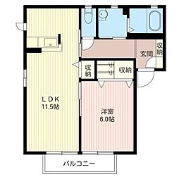 ベルナティオA 1LDKの間取図画像