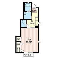 ハイツフォレストM 1Kの間取図画像