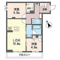 ラ・ポーズ峰 2LDKの間取図画像