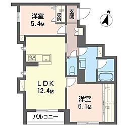 ハルニレガーデン 2LDKの間取図画像