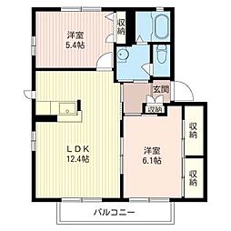 ジュネス壱番館 2LDKの間取図画像