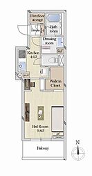 ZENITH宇都宮 1Kの間取図画像
