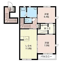 プレジールA 2LDKの間取図画像