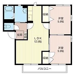 ロイヤルハイツ2B 2LDKの間取図画像