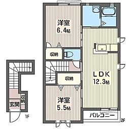 エトワールB 2LDKの間取図画像