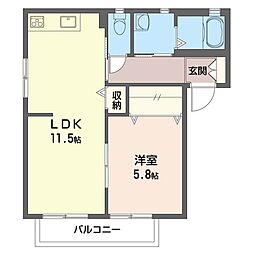 コーポ・オオネダu 1LDKの間取図画像