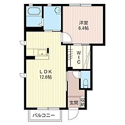 ミキホームA 1LDKの間取図画像