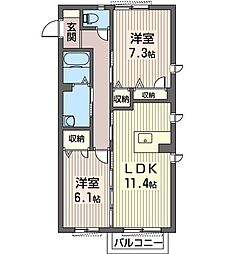 シャーメゾン・雄A 2LDKの間取図画像