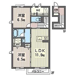 プリムローズ 2LDKの間取図画像