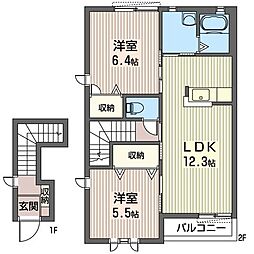 エトワールB 2LDKの間取図画像