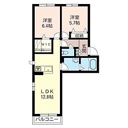 ラベイユB 2LDKの間取図画像