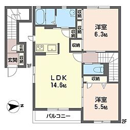 プリヴィレージュ 2LDKの間取図画像