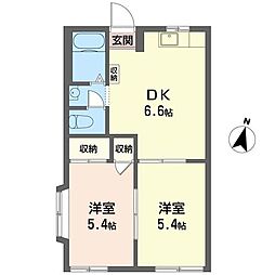 グリーンハイツ 2DKの間取図画像