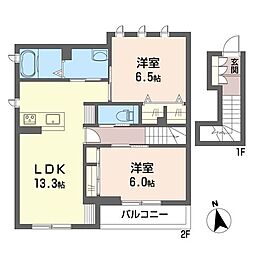 ウエストハイツC 2LDKの間取図画像