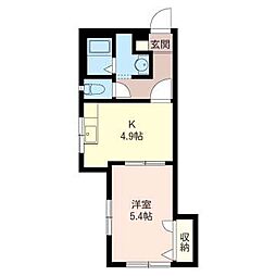 グランフォンテーヌ 1階1DKの間取り