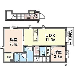 Dreamio 2LDKの間取図画像