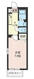 ヴィブレクァトロ 1Kの間取図画像