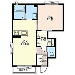 荻2 1LDKの間取図画像