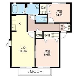 カーサ・ソレアード2 2LDKの間取図画像