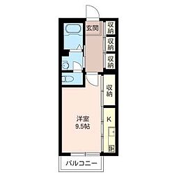 グラン・シャリオK ワンルームの間取図画像