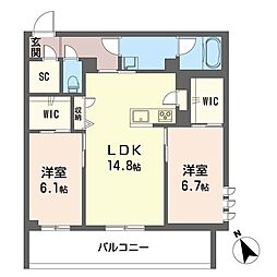 ルミノサファミリアB 2LDKの間取図画像