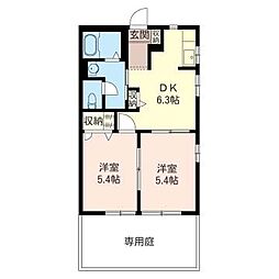 リザイア　Ｂ 1階2DKの間取り